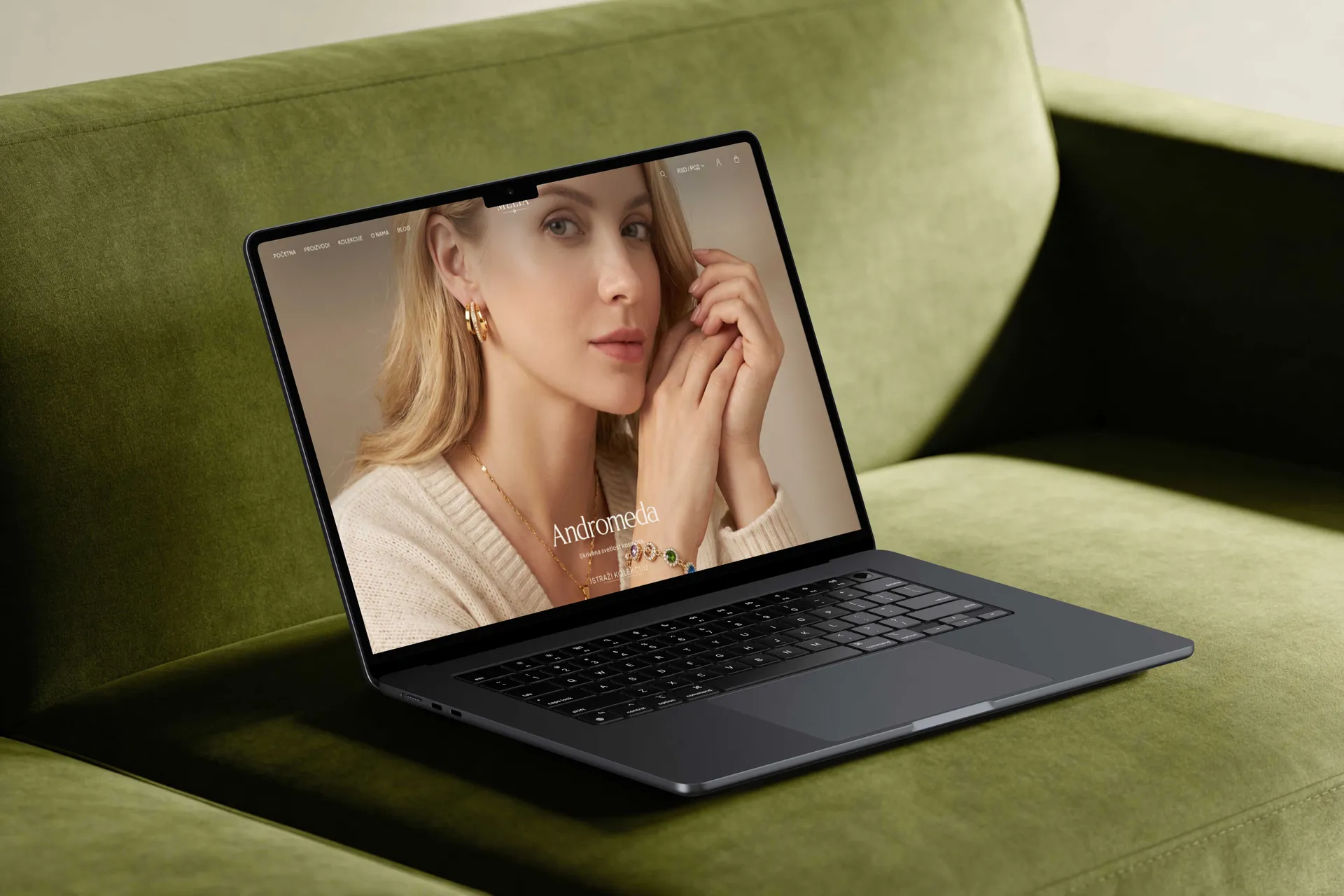 Melia Jewelry — Shopify webshop za nakit na laptopu