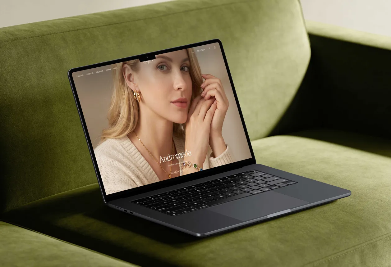 Melia Jewelry — Shopify webshop za nakit na laptopu